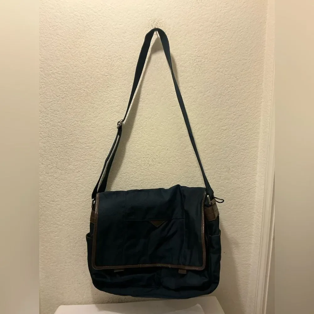 Fossil Messenger Bag navy & brown laptop